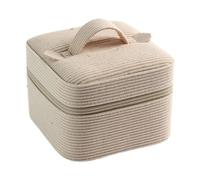 Vseutiac Boîte à Bijoux en Velours Côtelé avec Compartiments et Fermeture éclair, Idéale pour Vos Bijoux et Souvenirs sur Une Commode. Cadeau Parfait Po, Blanc