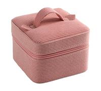 Vseutiac Boîte à Bijoux en Velours Côtelé avec Compartiments et Fermeture éclair, Idéale pour Vos Bijoux et Souvenirs sur Une Commode. Cadeau Parfait Po, Rose