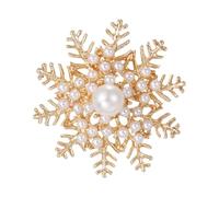 Vseutiac Broche Flocon de Neige, épingle de Revers, Ornée de Perles, Cadeau de Mariée Ou de Saint-Valentin, Broche Décorative d'hiver pour Décorer Un Pull, Or