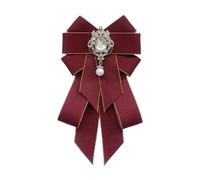 Vseutiac Broche Nœud Papillon en Ruban élégante pour Cravate, Accessoire d'uniforme Féminin, Fabriquée en Alliage Léger et Confortable, Rouge Foncé