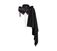 Vseutiac Cape Médiéval Homme Assassin Shawl Gothique à Manchon Unique Cape Pirate Vintage avec Capuche Poncho en Polyester et Cuir PU Adapté aux Déguisements