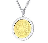 Vseutiac Collier Pendentif en Acier Inoxydable avec Amulette Gravure Yin Yang