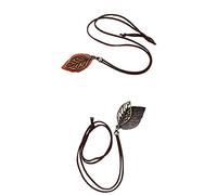 Vseutiac Collier Pendentif Feuille Vintage avec Mots-clés Distinctifs en Cuir PU et Alliage, Ajustable avec Une Longue Chaîne, Convient à La Mode Masculine