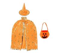 Vseutiac Ensemble Cape et Chapeau de Magicien Enchanteur pour Des Célébrations Magiques, Orange