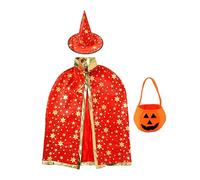 Vseutiac Ensemble Cape et Chapeau de Magicien Enchanteur pour Des Célébrations Magiques, Rouge