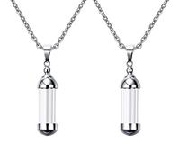 Vseutiac Ensemble de 2 Pendentifs Urnes Souvenirs en Acier et Verre, 2XArgent
