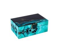 Vseutiac Organisateur de Bijoux Coffret Boîte Rangement Écrin en Verre et Panneau Dense Couvercle Lisse avec Veinures Dorées, 28 X 18 X 10 Cm, Grand Modèle, Vendu Seul