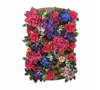 Vseutiac Panneau Mural Décoratif Mur de Fleurs Artificielles Rose Panneau Floral Plaque Végétale Tissu en Soie Effet Profond pour Décor Photographique Adapté, Fuchsia, Bleu Et Violet