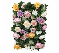Vseutiac Panneau Mural Décoratif Mur de Fleurs Artificielles Rose Panneau Floral Plaque Végétale Tissu en Soie Effet Profond pour Décor Photographique Adapté, Rose, Orange Et Violet