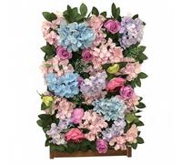 Vseutiac Panneau Mural Décoratif Mur de Fleurs Artificielles Rose Panneau Floral Plaque Végétale Tissu en Soie Effet Profond pour Décor Photographique Adapté, Multicolore