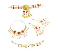 Vseutiac Parure Bijoux Danse Orientale Ensemble Accessoires Femme Chaîne Tête Collier Boucles Oreilles Nez Alliage Fer Décoratif Adapté Spectacle Scène Costume, Boucles d'oreilles à Clip