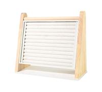 Vseutiac Présentoir à Bijoux en Bois, Organisateur de Bagues, Porte-Boucles d'oreilles à Plusieurs Compartiments, Finition, pour Table Ou Vitrine, Beige