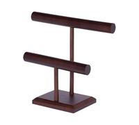 Vseutiac Présentoir Collier Organisateur Bijoux Porte Bracelets T Forme avec Base Bois pour Exposition de Colliers et Rangement Adapté à Maison Magasin Décorat, Double Barre