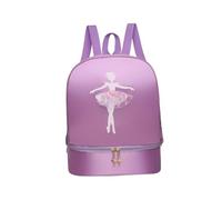 Vseutiac Sac de Danse Ballet pour Fille Sac à Dos Compartiment Chaussures Bandoulière Réglable Oxford Résistant Décor Brodé Convient à la Gymnastique Natation, Violet A