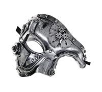 Vseutiac Steampunk Cover Masque Cosplay Vintage Accessoire Décoratif Bandes Élastiques Confortable Adapté à Carnaval Mascarade Adulte Enfant Femme Homme Maison, Argent antique