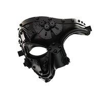 Vseutiac Steampunk Cover Masque Cosplay Vintage Accessoire Décoratif Bandes Élastiques Confortable Adapté à Carnaval Mascarade Adulte Enfant Femme Homme Maison, Le noir