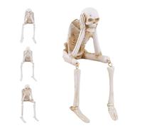 VSFJZJKJ Squelette en RéSine, 7.8 Pouces CrâNe Halloween Ornement, Trois Positions Classiques, Genoux Mobiles, pour La DéCoration de FêTe à La Maison, Cadeau Gothique