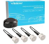 VSG24 22113-Kit d'aide au stationnement Premium, Signal Acoustique, système avec 4 capteurs & Haut-parleurs, homologué e13, Automatique, arrière-Blanc