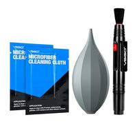 VSGO Kit de nettoyage 4 en 1 pour appareil photo avec souffleur d'air, brosse et chiffon en microfibre compatible avec les appareils photo reflex numériques Canon, Nikon, Sony