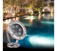 VSHENG LED L'étang Allume Acier Inoxydable Spot Étanchéité IP68 Basse Tension AC12/24V Éclairage Paysager pour Bassins Cascades Fontaines Lumière De Piscine(Yellow,3W-AC24V)