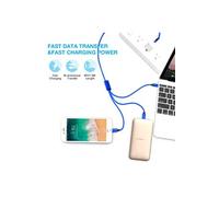 VSHOP Câble 3en1, [Rapid Series 1.2M 3A] Lightning Micro-USB et USB Type-C Fast charge Tressé [Blue] - Bleu