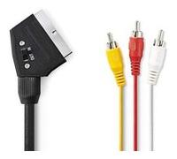 Vshop®câble adaptateur péritel vers 3 prises rca audio vidéo av avec commutateur entrée / sortie. G