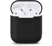 VSHOP® Coque Airpods Silicone avec Embout Sangle et Crochet Souple Protection Complète Protecteur Accessoires Sport Housse Anti-Perdu pour Ecouteur et Apple Airpods - Noir Noir