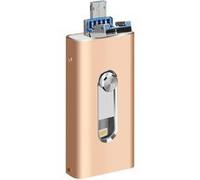 VSHOP® flash USB, 3 en 1 Ressort de Moteur de External mémoire Expansion pour iPhone iPad iOS Android et PC 64 Go Gold G
