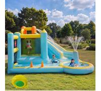 VSIAISV Parc Aquatique Gonflable avec Toboggan et Piscine, Grand Espace 430x390x210 cm, Structure Stable Jardin