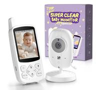 VSIFEHSO Babyphone Caméra 720P HD Babyphone Video à 2.8" Écran 2000mAh Caméra Bébé avec Vision Nocturne VOX 4X Zoom 8 Berceuses Réveil et Capteur de Température Pas de WiFi et APP