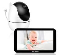 VSIFEHSO Babyphone Caméra Bébé Rotative à 355° de 5” Caméra Babyphone avec 720P Écran LCD Tactile Batterie 3500 mAh VOX Vision Nocturne Communication Bidirectionnelle Zoom et Capteur de Température