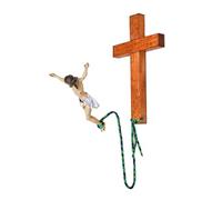 vsilay Décoration innovante en forme de croix sautant à l'élastique - Figurine de Jésus-Christ en bois - Pièces d'art religieux - Artisanat en résine pour décoration d'intérieur