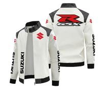 Vsioeakm Blouson aviateur en Cuir pour Hommes pour S.u.z.u.k.i Impression 3D élégant col Montant Fermeture éclair complète Veste en Simili Cuir Cadeaux pour Adolescents-D||XXL