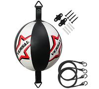 VSL Balle de boxe double extrémité en cuir pour entraînement MMA Dodge Sac de frappe avec cordes et ancrages du sol au plafond