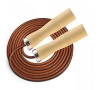 VSL Corde à sauter en cuir véritable avec roulement à billes 360° et poignées en bois pour fitness, boxe, MMA et cardio CrossFit