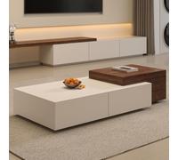 VSLreoiFX Table Basse carrée avec Rangement, Meuble de Salon Moderne | Table basse de luxe moderne et minimaliste, table centrale de salon pour penthouses ou demeures de prestige(D)