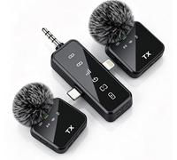 VSNICE Micro cravate avec housse coupe-vent pour vidéos et entretiens en plein air, streaming - Noir