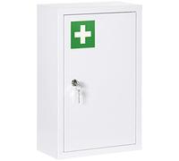 VSOGA Armoire à médicaments verrouillable pour la maison - 30 x 14 x 46 cm avec 3 compartiments - En acier laminé à froid - Sans danger pour les enfants - Blanc