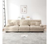 VSOGA Canapé d'angle modulaire 3 places avec siège profond, canapé-lit en chenille rembourré confortable pour salon, appartement, studio, bureau, chenille marron clair