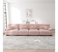 VSOGA Canapé d'angle modulaire 4 places avec siège profond, canapé-lit en chenille rembourré confortable pour salon, appartement, studio, bureau, chenille rose