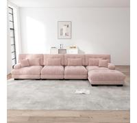 VSOGA Canapé d'angle modulaire, en forme de L, pour salon, 4 places, confortable, avec méridienne mobile, combinaison DIY, chenille, rose