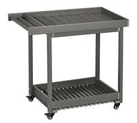 VSOGA Chariot de service pour barbecue avec porte-serviettes 87 x 50 x 80 cm, chariot de jardin avec 2 étagères, table multifonction d'extérieur
