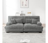 VSOGA Cloud Canapé d'angle pour salon, en chenille, double, avec 2 coussins lombaires et 2 coussins décoratifs, cadre en bois massif, chenille gris