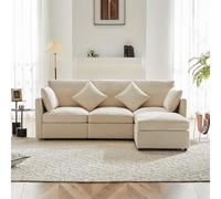 VSOGA Design moderne, canapé en tissu chenille, canapé trois places, canapé quatre places, canapé d'angle en forme de L avec repose-pieds, convient aux appartements, vidéo disponible [Old SKU