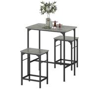 VSOGA Ensemble de table de bar avec tabourets de bar, table à manger et 2 chaises avec repose-pieds antidérapants, table de cuisine pour salle à manger, cuisine, gris
