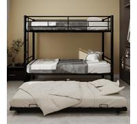 VSOGA Lit superposé Meta Twin Over Twin Over Twin très résistant, silencieux, rampe de sécurité, pas de sommier tapissier nécessaire