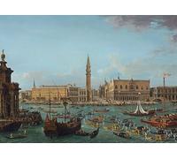 VsoxA Célèbre Impression d'image Peinture d'art Murale Procession de gondoles dans le Bacino di San Marco par Antonio Joli Pour la Décoration Murale 60x90cm