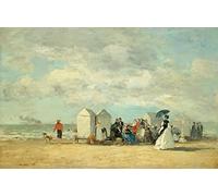 VsoxA De Célèbres Tableaux Affiche de Arts Moderne Toile Décor Scène de plage par Eugène Louis Boudin Impression sur Toile Moderne Pour la Décoration du Salon 60x90cm