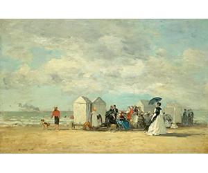 VsoxA De Célèbres Tableaux Affiche de Arts Moderne Toile Décor Scène de plage par Eugène Louis Boudin Impression sur Toile Moderne Pour la Décoration du Salon 60x90cm