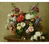 VsoxA De Célèbres Tableaux Toile Wall Art Images Abstraites Roses françaises et fleur par Ignace Henri Jean Fantin Latour Poster Décoration Murale Pour les Décorations pour la Maison 60x90cm